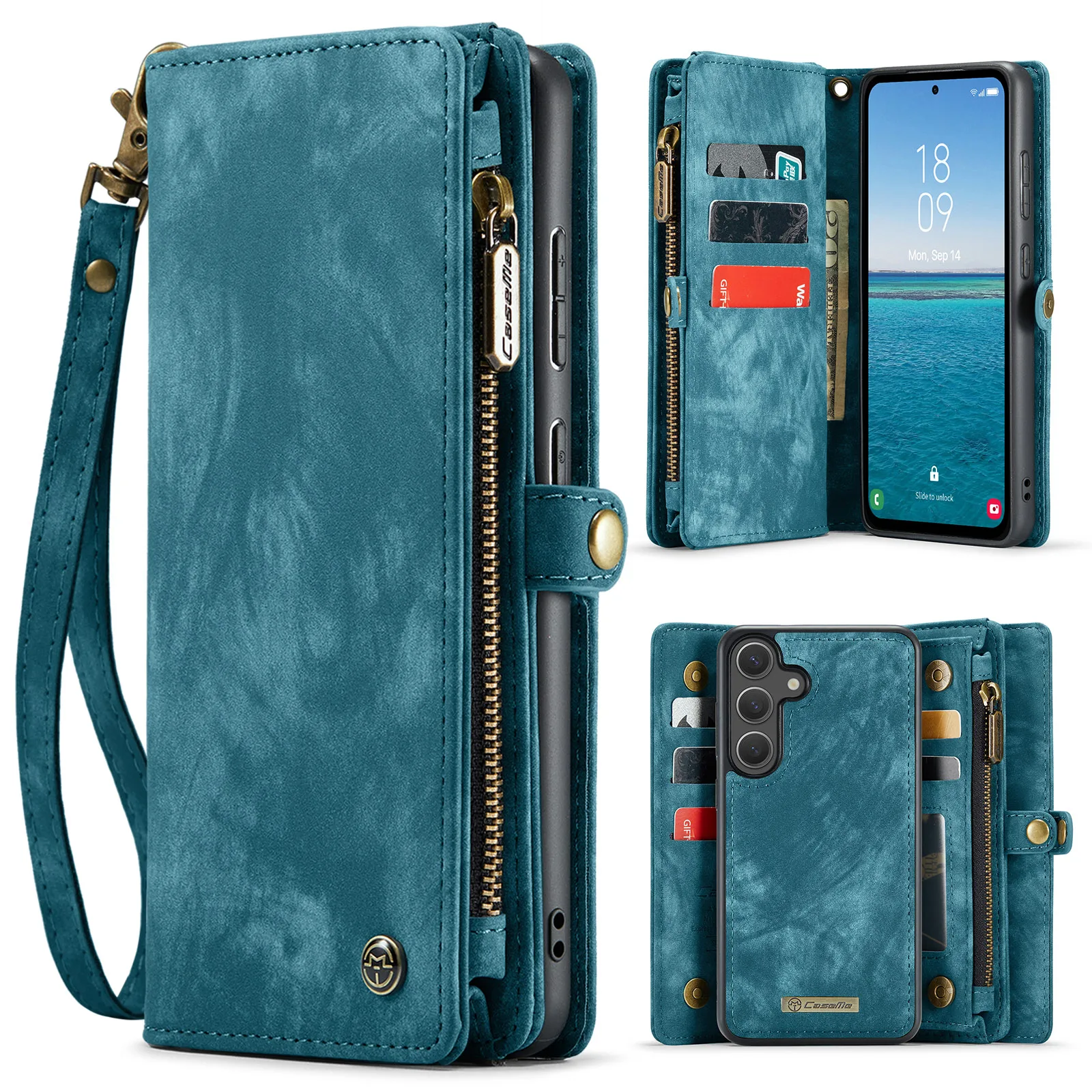 Чехлы для телефонов Samsung Galaxy S25 FE CASEME 008, кожаный чехол со съемным кошельком и ремешком - синий
Чехлы для телефонов Samsung Galaxy S25 FE CASEME 008, кожаный чехол со съемным кошельком и ремешком - синий
