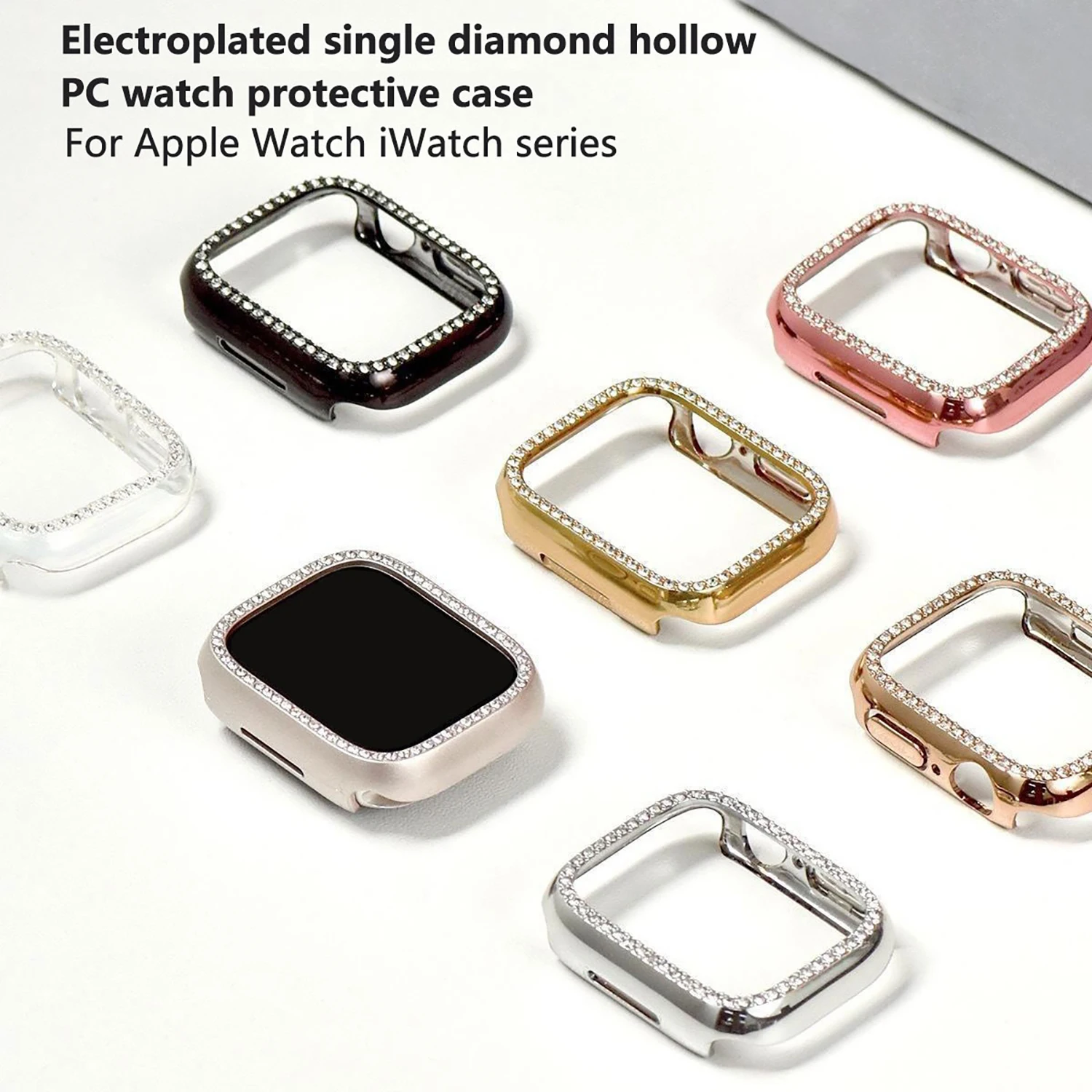 Sparkling single row diamond case for Apple Watch S10 46/42mm Ultra 49mm 45 44 41 40 38mm PCelectroplated hollow protective case
Sparkling single row diamond case for Apple Watch S10 46/42mm Ultra 49mm 45 44 41 40 38mm PCelectroplated hollow protective case