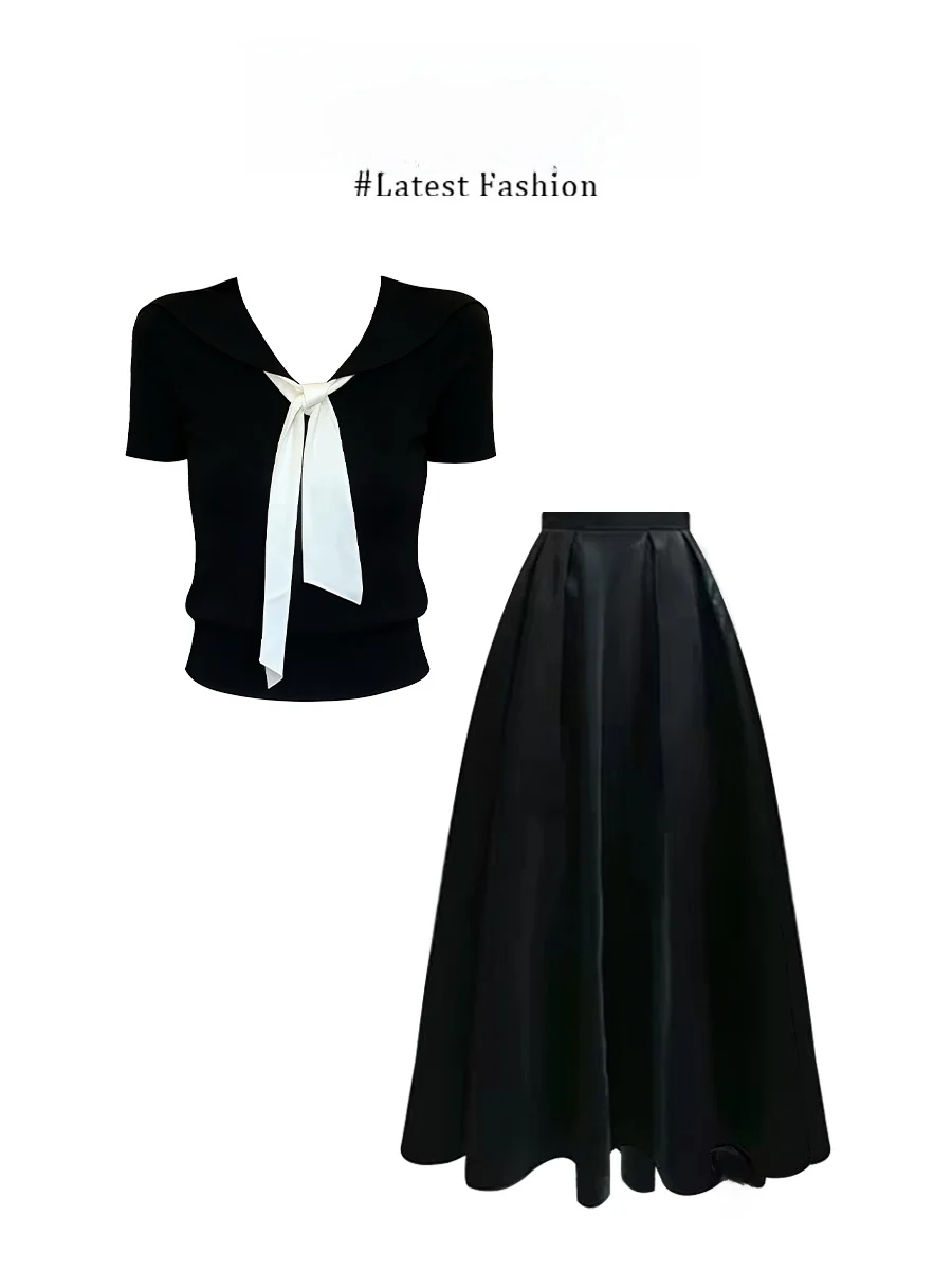 Parkyeon Stylish Outfit College Style Black Short Sleeve Top High Waist Skirt Women Two Piece Set Casual Loose Fit Summe...
Parkyeon Stylish Outfit College Style Black Short Sleeve Top High Waist Skirt Women Two Piece Set Casual Loose Fit Summe...