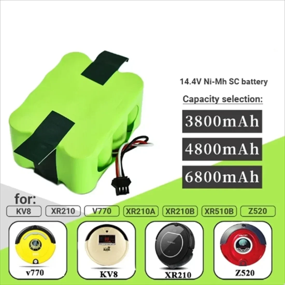 14.4V Ni-MH SC Rechargeable Battery 5800mAh for KV8 XR210 XR210A XR210B XR510B XR510C Vacuum Cleaner Sweeping Robot
14.4V Ni-MH SC Rechargeable Battery 5800mAh for KV8 XR210 XR210A XR210B XR510B XR510C Vacuum Cleaner Sweeping Robot