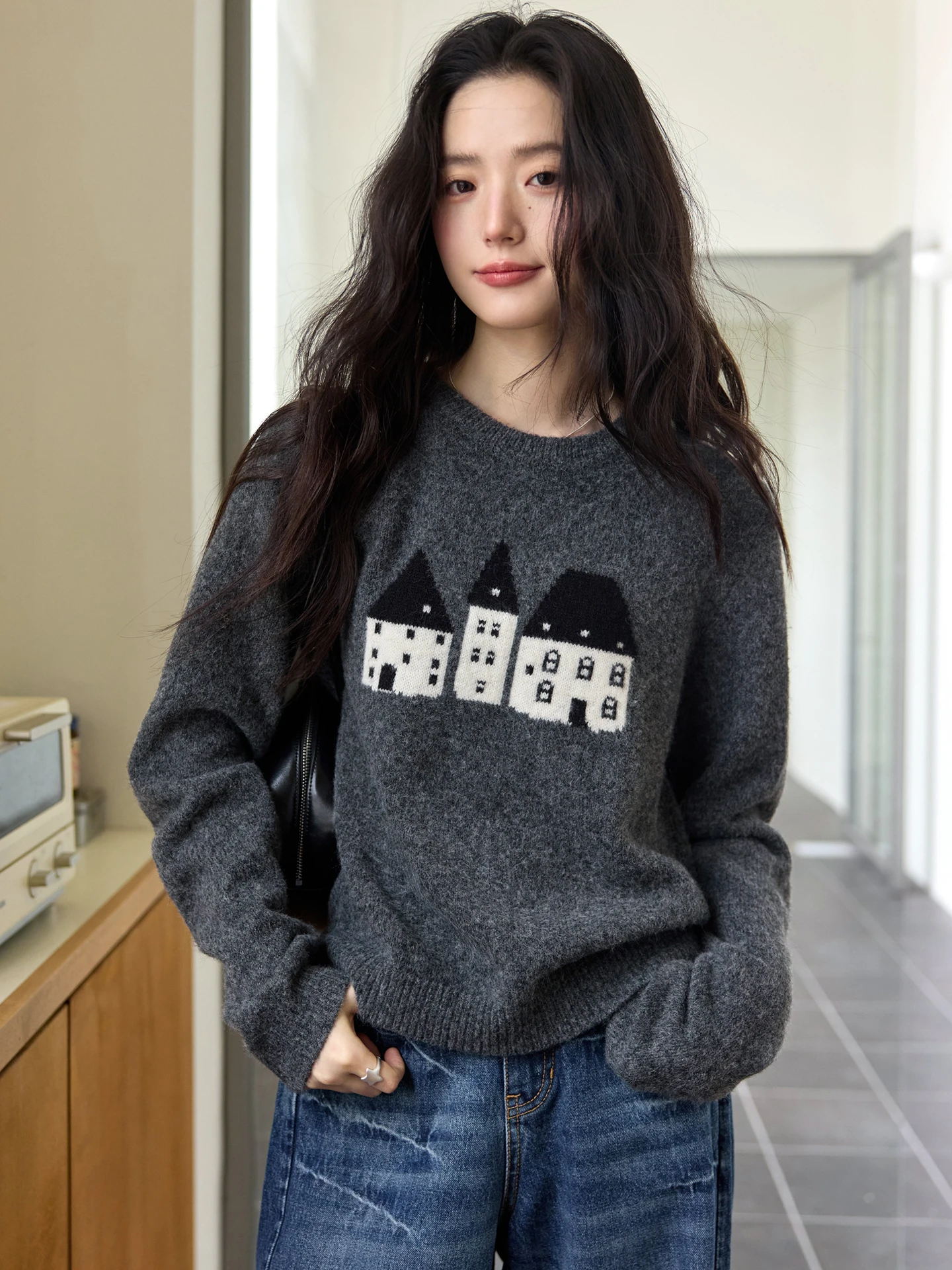 Slimming Effect Wool Blend Knit Sweater Casual Loose Fit Women's Sle Comfortable Soft Winter Top Building Pattern Design
Slimming Effect Wool Blend Knit Sweater Casual Loose Fit Women's Sle Comfortable Soft Winter Top Building Pattern Design