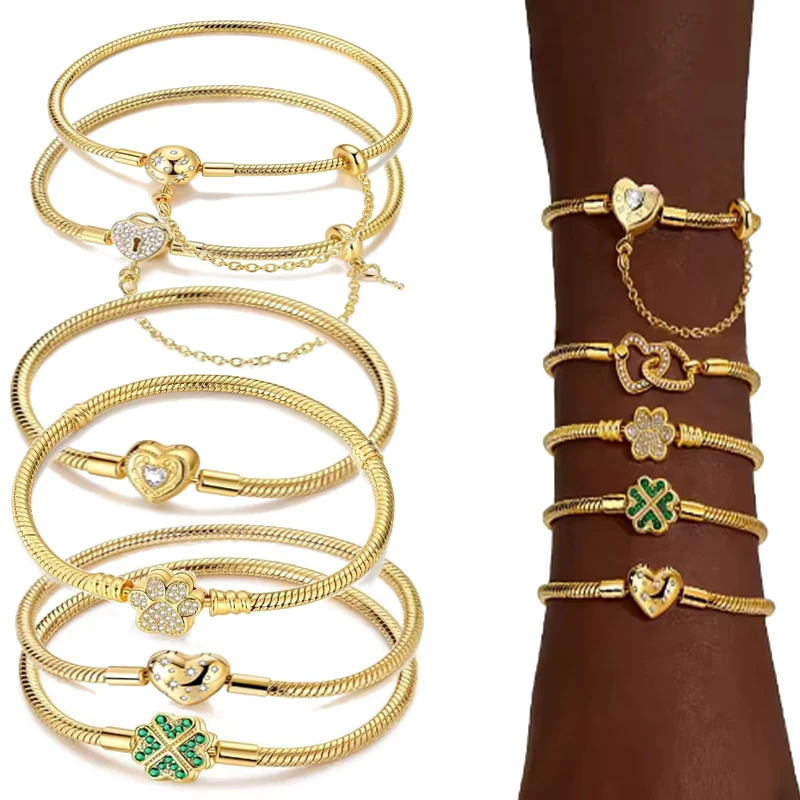 925 sterling silver gold-plated exquisite clover heart-shaped buckle safety chain bracelet for women's dating charm jewelry
925 sterling silver gold-plated exquisite clover heart-shaped buckle safety chain bracelet for women's dating charm jewelry