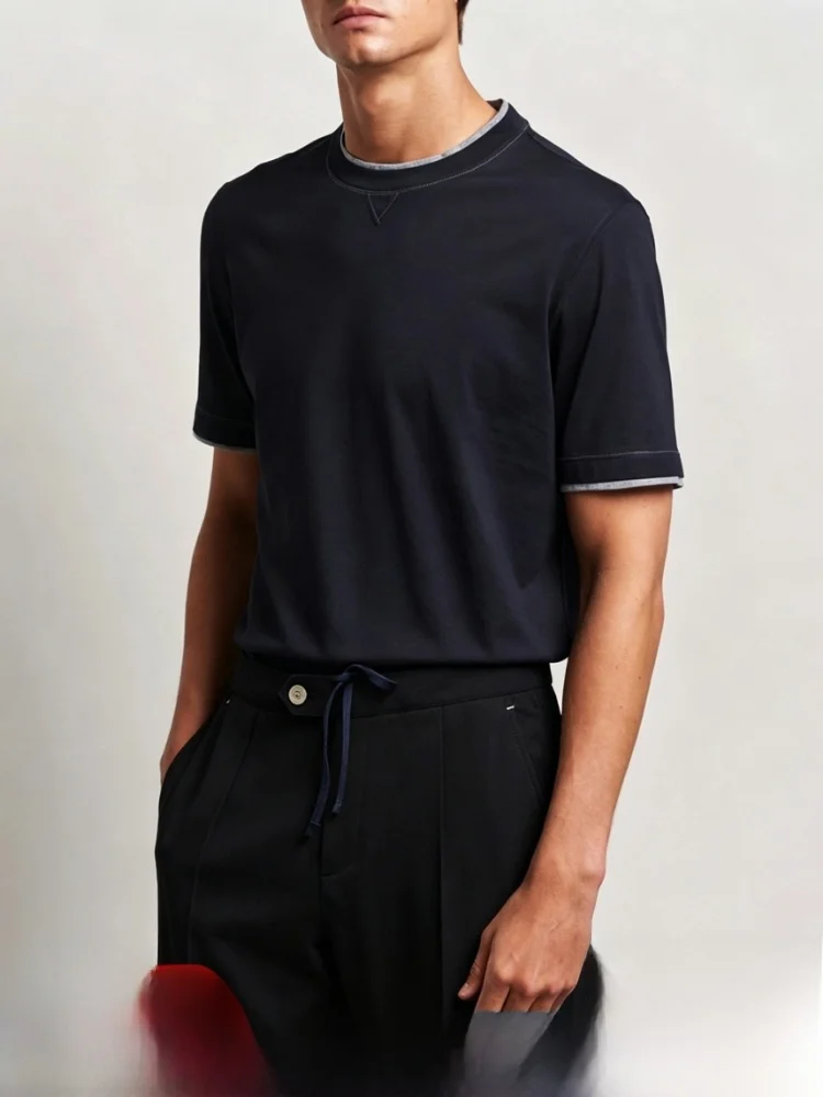 Elegant Glossy Premium Flax Combed Cotton T-Shirt Smooth Cool Sensation Breathable Double Layer Fake Two Piece round Neck Sho...
Elegant Glossy Premium Flax Combed Cotton T-Shirt Smooth Cool Sensation Breathable Double Layer Fake Two Piece round Neck Sho...