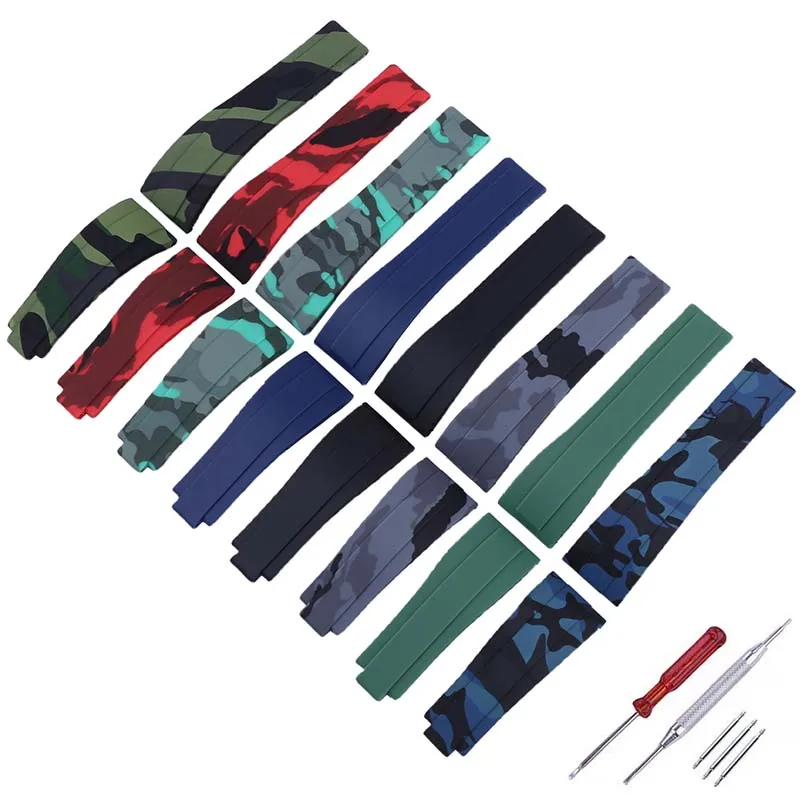 20mm Men's fluoro rubber watch strap compatible for Rolex Black and Green Water Ghost Yacht GMT Ditona Camouflage Wristband
20mm Men's fluoro rubber watch strap compatible for Rolex Black and Green Water Ghost Yacht GMT Ditona Camouflage Wristband