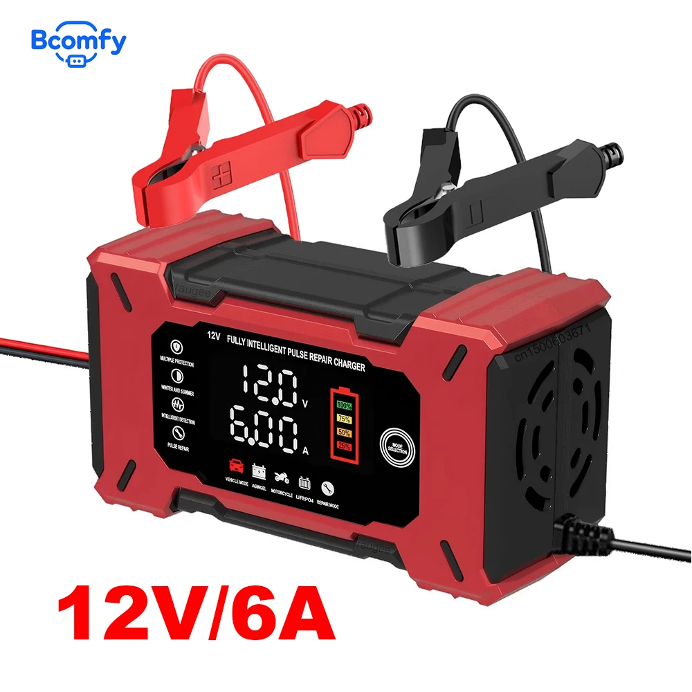 Car Battery Charger 12V 6A Vehicle Battery Charging Smart Pulse Repair Charger Portable Battery Charger for Car Motorcycle Truck
Car Battery Charger 12V 6A Vehicle Battery Charging Smart Pulse Repair Charger Portable Battery Charger for Car Motorcycle Truck