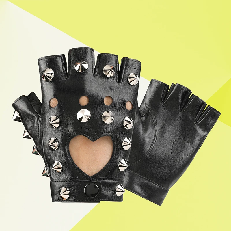Sexy Women Punk Rivet Stage Performance Half Finger Leather Gloves Outdoor Sports Riding Touch Screen Nonslip Motorcycle Mittns
Sexy Women Punk Rivet Stage Performance Half Finger Leather Gloves Outdoor Sports Riding Touch Screen Nonslip Motorcycle Mittns