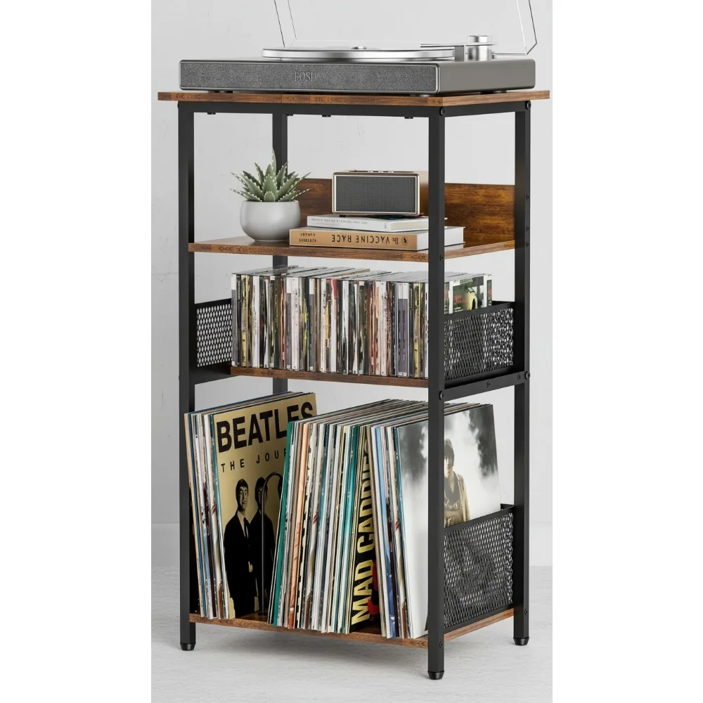 4-Tier Vinyl Record Storage Stand with Turntable Shelf - Holds 100 Albums & 40 CDs for Music Lovers
4-Tier Vinyl Record Storage Stand with Turntable Shelf - Holds 100 Albums & 40 CDs for Music Lovers