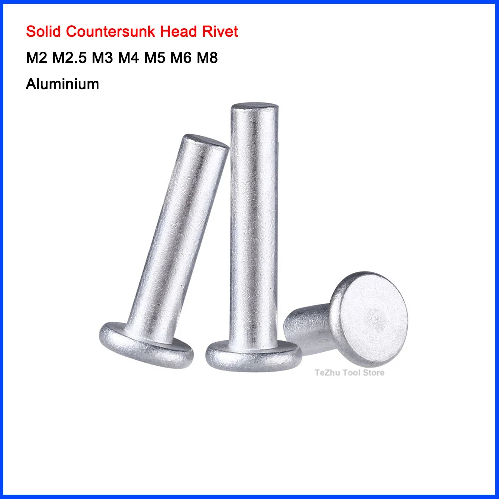 M2 M2.5 M3 M4 M5 M6 M8 Aluminium Solid Rivets AL Knock Countersunk Flat Head Rivet GB109 Length 3mm-50mm
M2 M2.5 M3 M4 M5 M6 M8 Aluminium Solid Rivets AL Knock Countersunk Flat Head Rivet GB109 Length 3mm-50mm