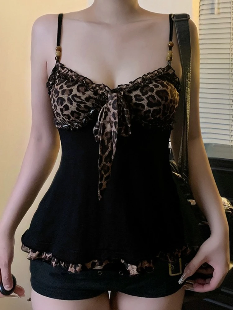 Korobov Sexy Y2K V Neck Sleeveless Leopard Contrast Color Slim A-line Lace Streetwear Slight Strech Tanks
Korobov Sexy Y2K V Neck Sleeveless Leopard Contrast Color Slim A-line Lace Streetwear Slight Strech Tanks