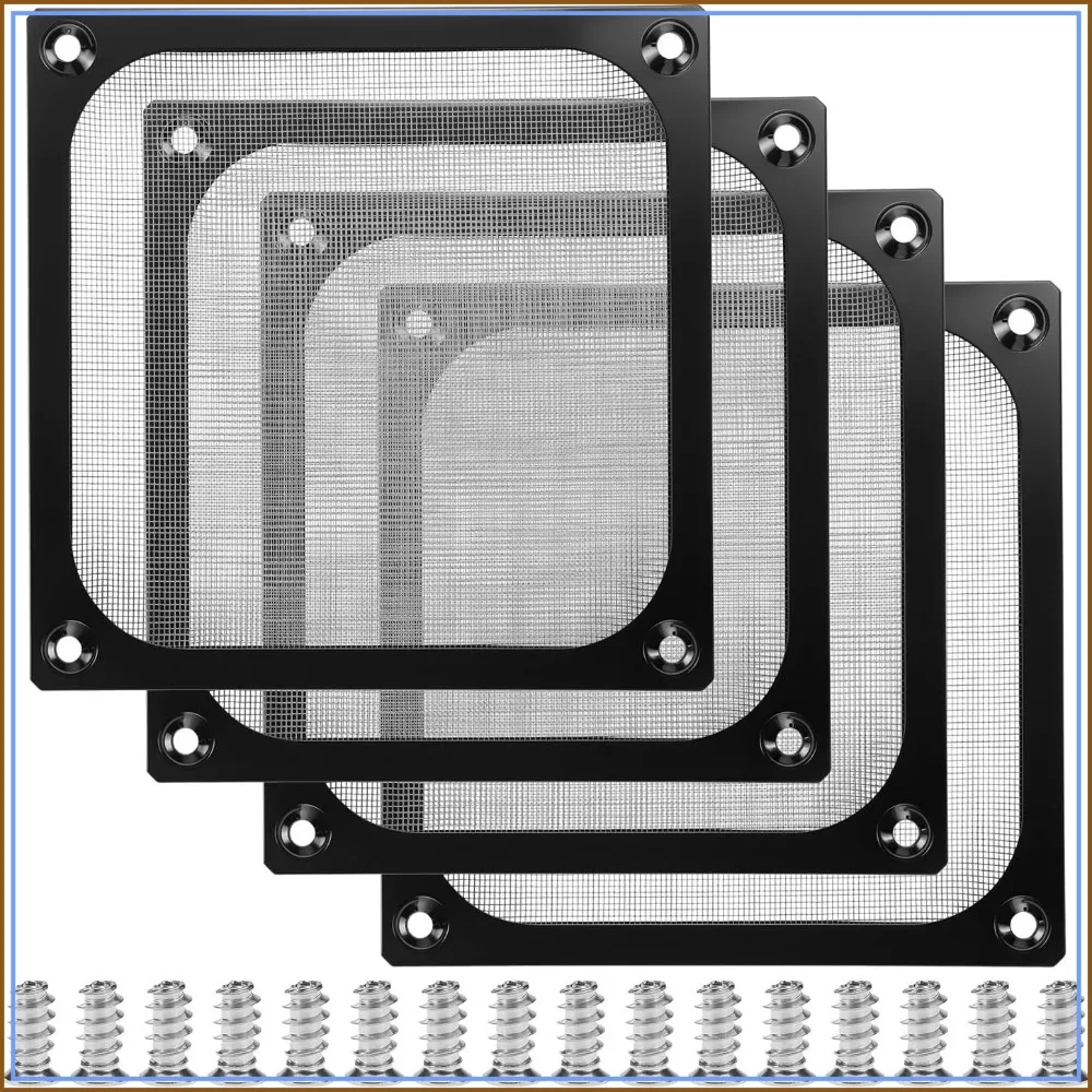 120mm Computer Fan Filter Grills with Screws, 4 Pack, Ultra Fine Aluminum Mesh
120mm Computer Fan Filter Grills with Screws, 4 Pack, Ultra Fine Aluminum Mesh