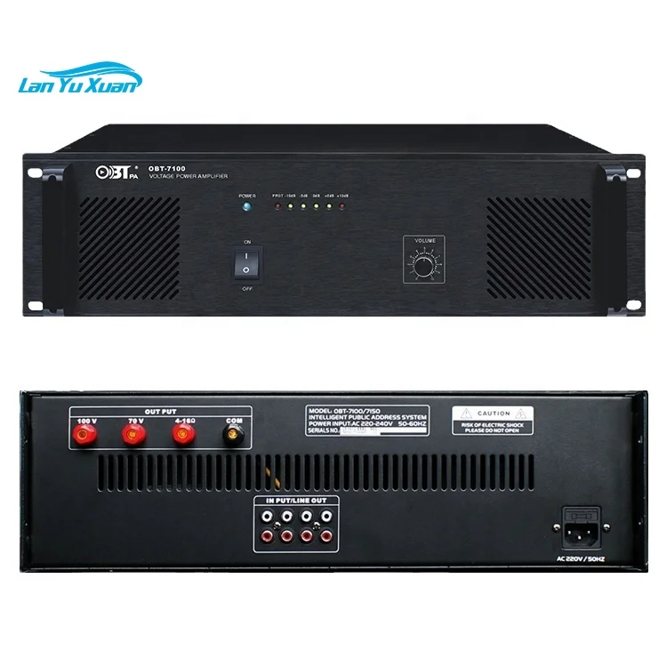 OBT-7100 1000 Watts Hifi Digital Signal Amplifier 70v Speaker Outputs Pa Power Amplifier for Sale
OBT-7100 1000 Watts Hifi Digital Signal Amplifier 70v Speaker Outputs Pa Power Amplifier for Sale