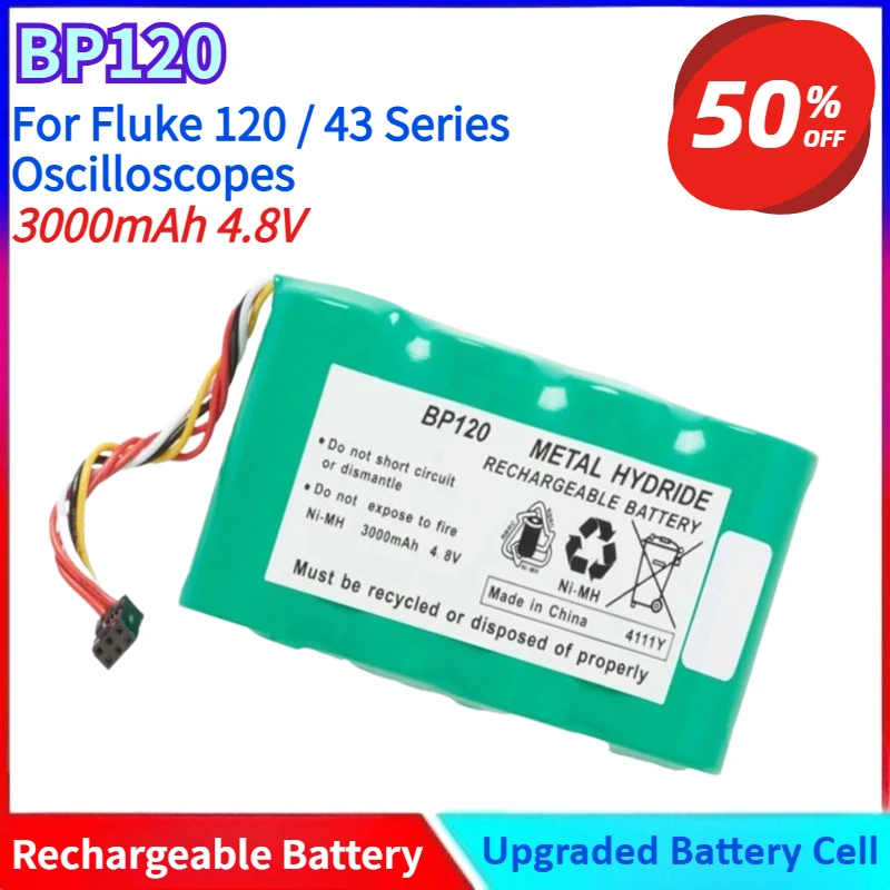 New 3000mAh 4.8V BP120 Battery with BMS for Fluke 120 / 43 Series Oscilloscopes Replaceable Battery Models BP130 BP120MH
New 3000mAh 4.8V BP120 Battery with BMS for Fluke 120 / 43 Series Oscilloscopes Replaceable Battery Models BP130 BP120MH