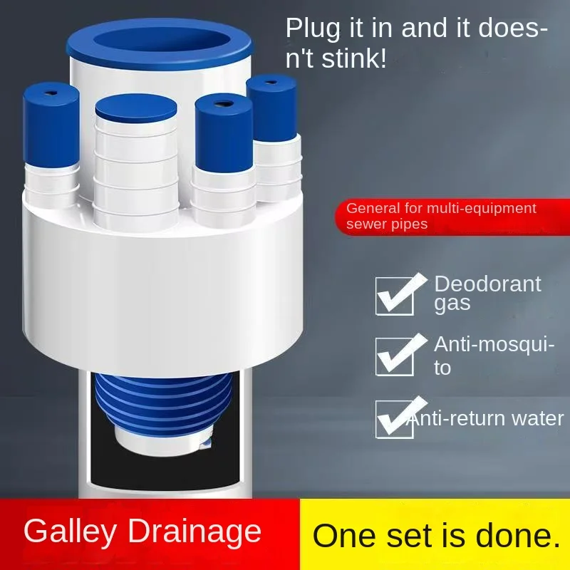Kitchen sewer pipe three-head anti-water 75 sealing plug sink washing basin anti-odor integrated water valve artifact
Kitchen sewer pipe three-head anti-water 75 sealing plug sink washing basin anti-odor integrated water valve artifact