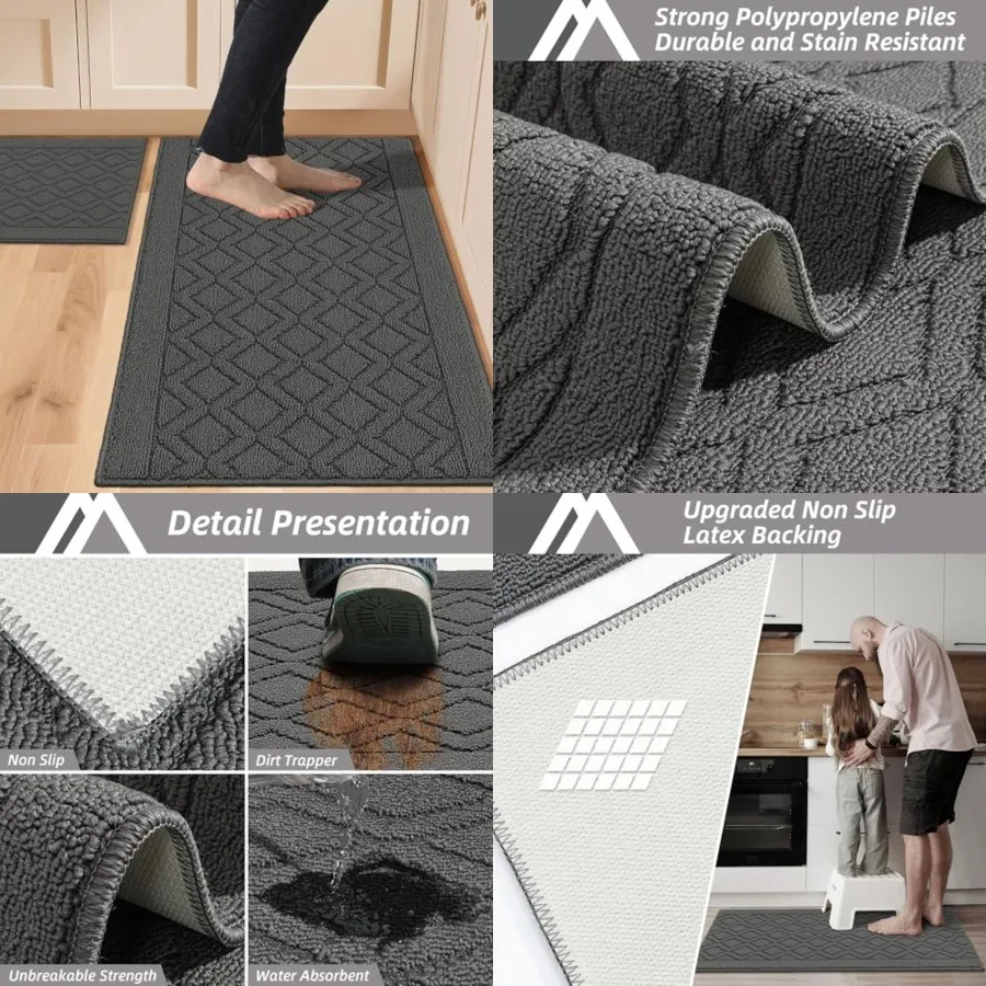 48x20 Inch/30X20 Inch Kitchen Rug Mats Made of 100% Polypropylene 2 Pieces Soft Kitchen Mat Specialized in Anti Slippery and Machine Washable (Grey)
48x20 Inch/30X20 Inch Kitchen Rug Mats Made of 100% Polypropylene 2 Pieces Soft Kitchen Mat Specialized in Anti Slippery and Machine Washable (Grey)