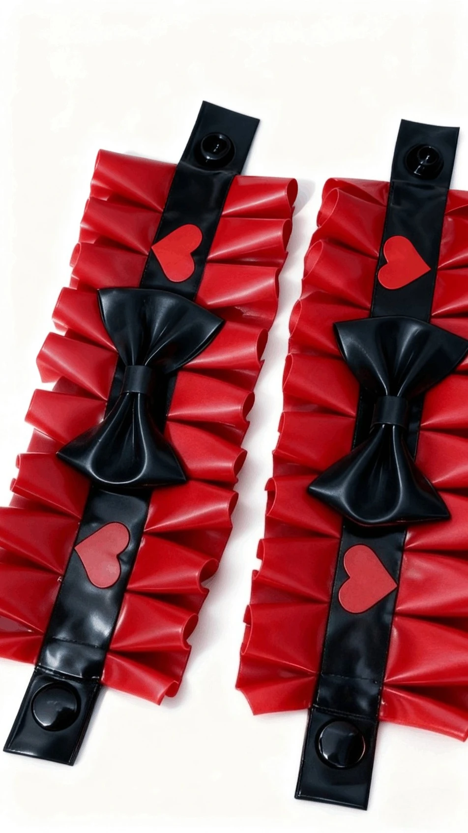 customized latex ruffle accessories rubber set with black bows red heart decorations cosplay fashion club wear
customized latex ruffle accessories rubber set with black bows red heart decorations cosplay fashion club wear