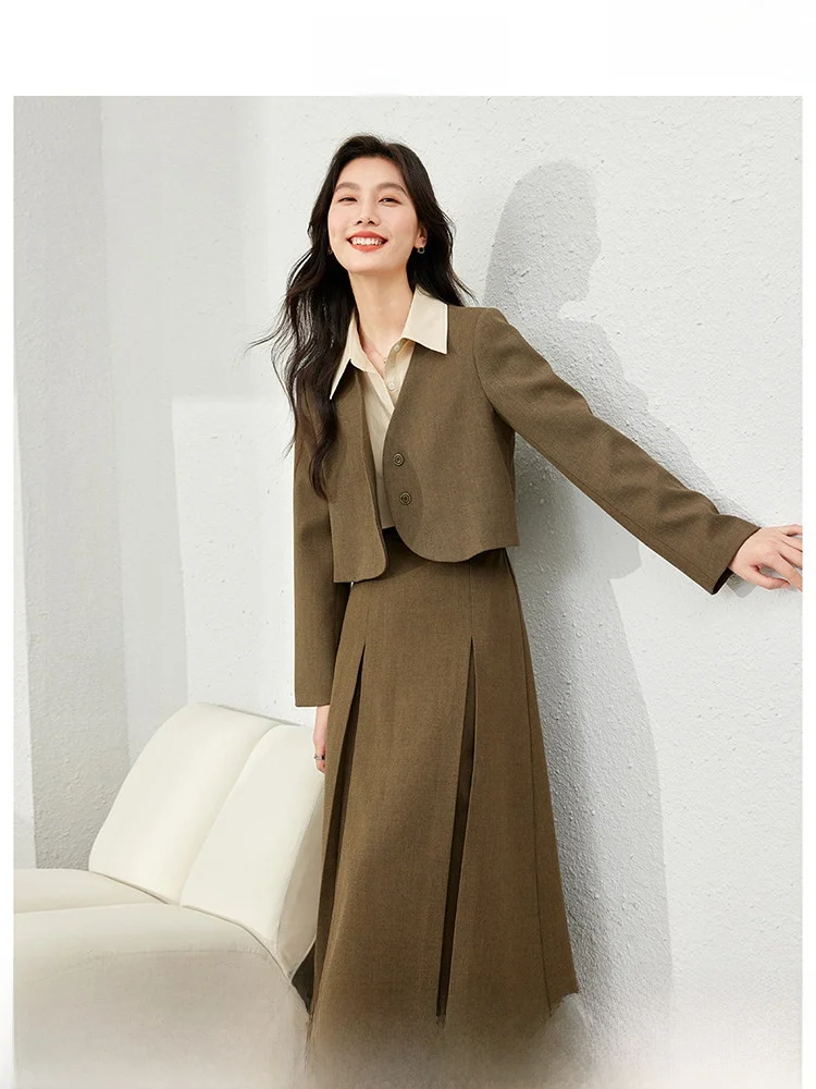 Elegant Brown Suit Set Women's Short Jacket Half-length Skirt Commute Fashion Two-piece Set 25-35 Years Old Women
Elegant Brown Suit Set Women's Short Jacket Half-length Skirt Commute Fashion Two-piece Set 25-35 Years Old Women