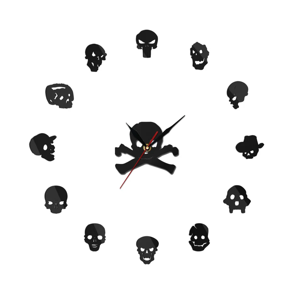 Dead Skeleton Cranium Self Adhesive DIY 3D Giant Wall Clock Various Skull Heads Quartz Acrylic Mirror Sticker Halloween Gift
Dead Skeleton Cranium Self Adhesive DIY 3D Giant Wall Clock Various Skull Heads Quartz Acrylic Mirror Sticker Halloween Gift