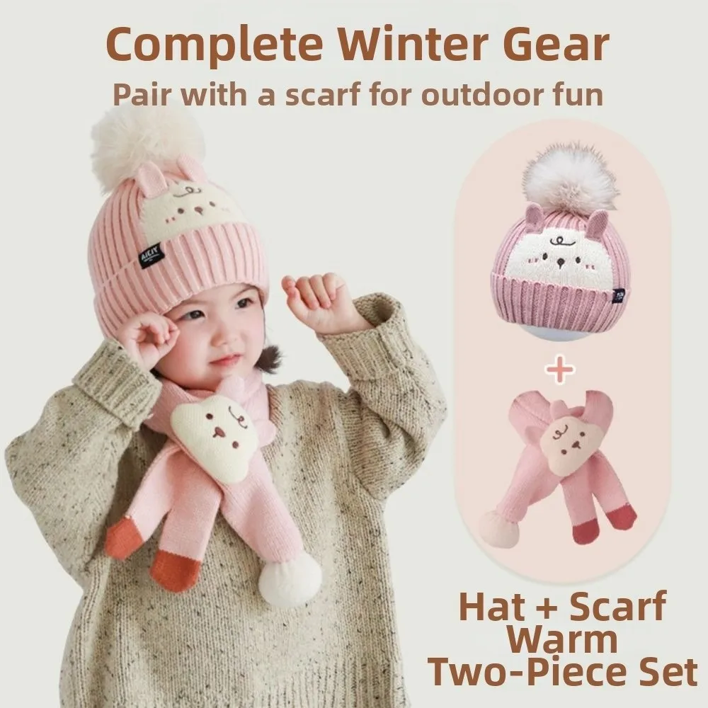 2Pcs Kawaii Children Hat Scarf Set Korean Style Coldproof Knitted Beanies Hat Thickened Comfortable Kid Pullover Cap
2Pcs Kawaii Children Hat Scarf Set Korean Style Coldproof Knitted Beanies Hat Thickened Comfortable Kid Pullover Cap