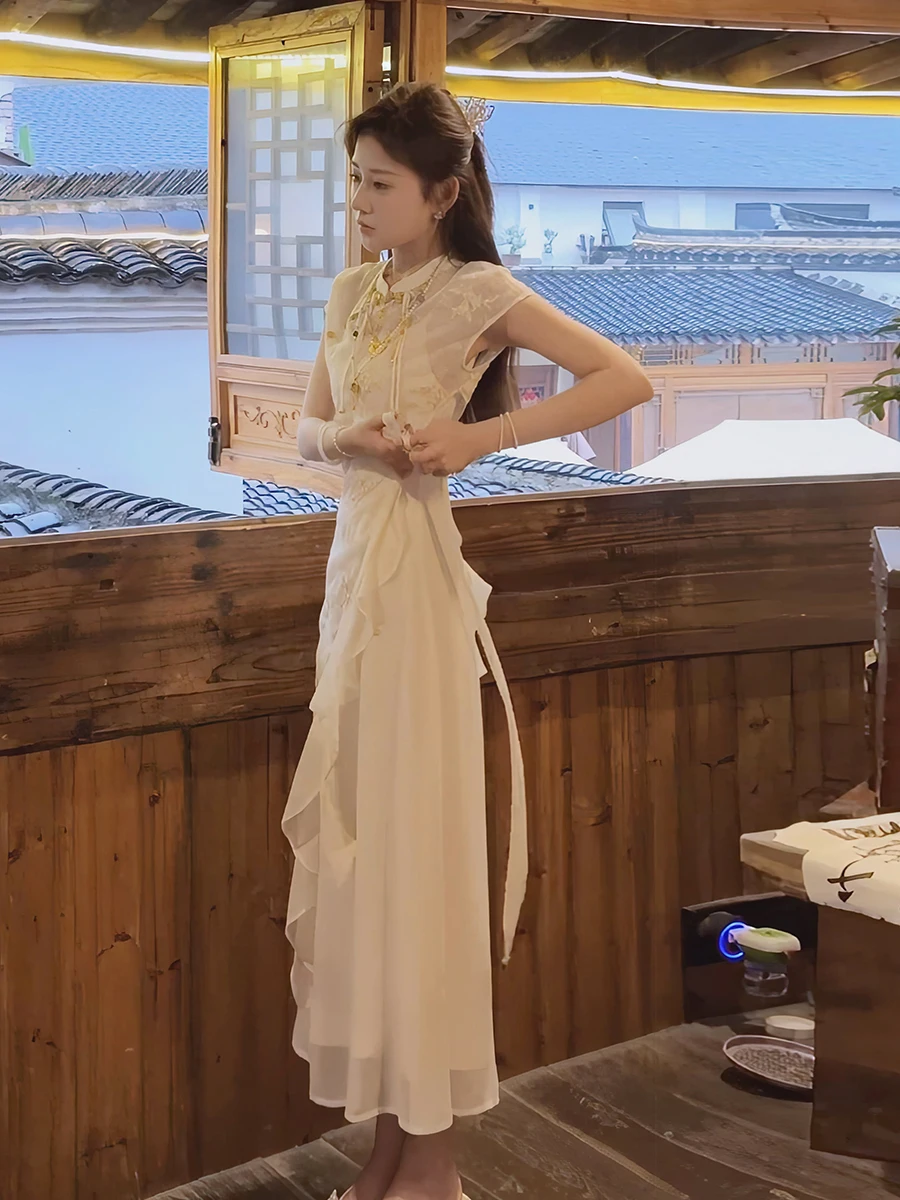 New 2026 Chinese Style Zen Fashion Women's Dress Set Two-Piece Set Improved Qipao Skirt Short Sleeve Spring Summer Adult Women
New 2026 Chinese Style Zen Fashion Women's Dress Set Two-Piece Set Improved Qipao Skirt Short Sleeve Spring Summer Adult Women