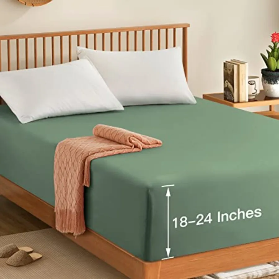King Extra Deep Pocket Fitted Sheet Only - 1800 Thread Count Hotel Deep Fitted Sheet Up to 24 Inches Mattr, Sage Green Bottom S
King Extra Deep Pocket Fitted Sheet Only - 1800 Thread Count Hotel Deep Fitted Sheet Up to 24 Inches Mattr, Sage Green Bottom S