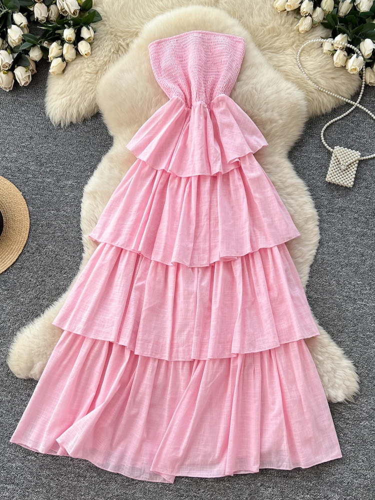 Summer Women's Svel Waist-Cinching Pink Cake Skirt Long Dr Vaion Sle High Waist A-Line Gown Polyester Fiber
Summer Women's Svel Waist-Cinching Pink Cake Skirt Long Dr Vaion Sle High Waist A-Line Gown Polyester Fiber