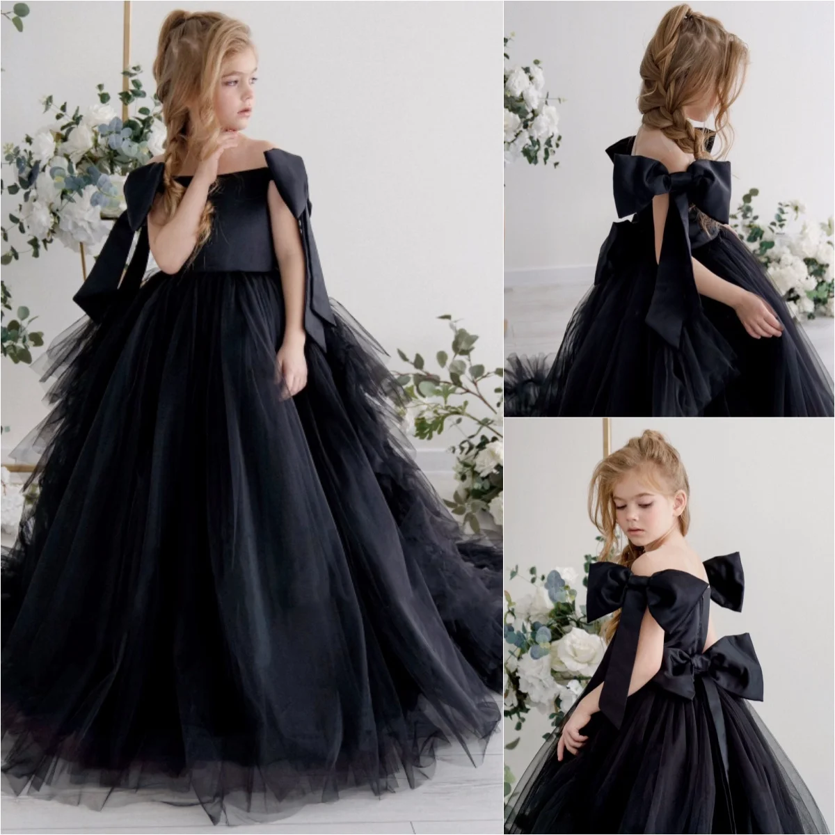 Black Flower Girl Dress Pageant Gown for Wedding With Bow Floor Length Elegant Kids Birthday Party First Holy Communion Gowns
Black Flower Girl Dress Pageant Gown for Wedding With Bow Floor Length Elegant Kids Birthday Party First Holy Communion Gowns