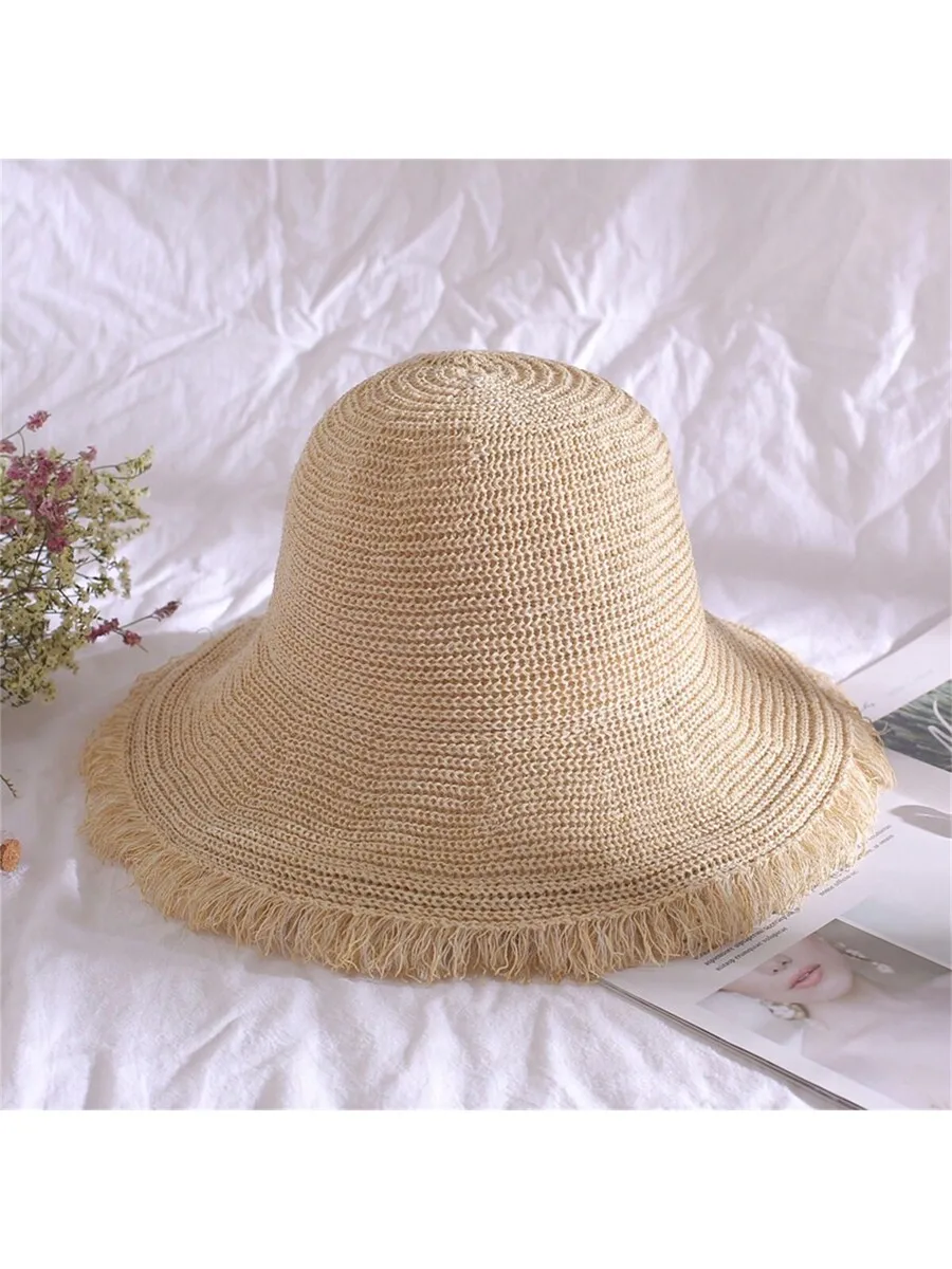 Women Summer Wide Brim Straw Sun Hat With Fringe, Breathable Beach Bucket Hat For Holiday Travel
Women Summer Wide Brim Straw Sun Hat With Fringe, Breathable Beach Bucket Hat For Holiday Travel