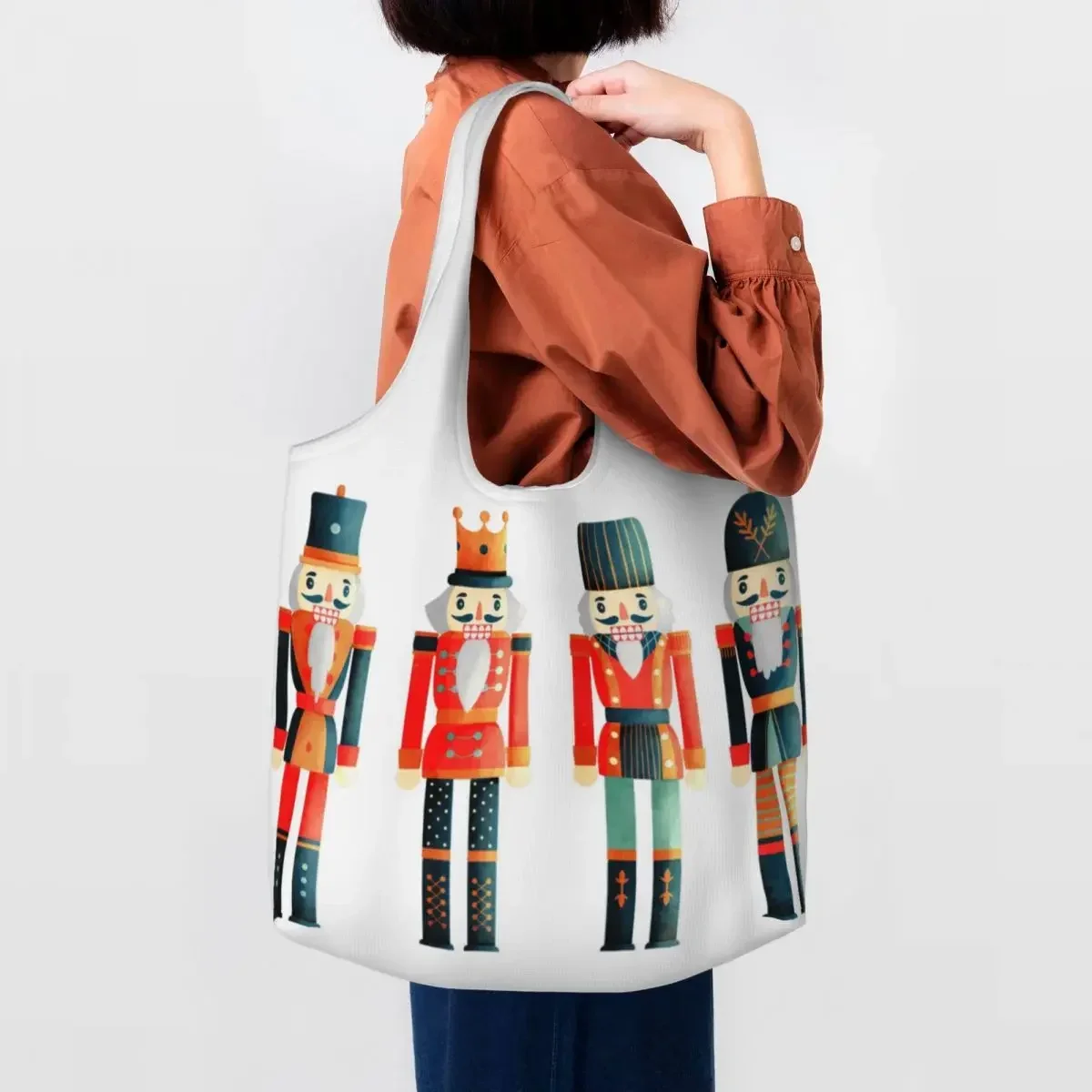 Reusable Cartoon Toy Soldier Christmas Nutcrackers Shopping Bag Women Shoulder Canvas Tote Bag Washable Grocery Shopper Bags
Reusable Cartoon Toy Soldier Christmas Nutcrackers Shopping Bag Women Shoulder Canvas Tote Bag Washable Grocery Shopper Bags