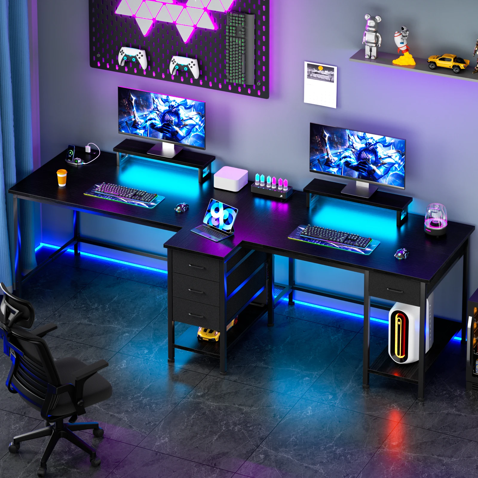 Satifur 93 inch 2-person Office Desk with Power Sockets and LED Lights,61in Computer Desk,Home Work Desk,Monitor Stands, Drawers
Satifur 93 inch 2-person Office Desk with Power Sockets and LED Lights,61in Computer Desk,Home Work Desk,Monitor Stands, Drawers