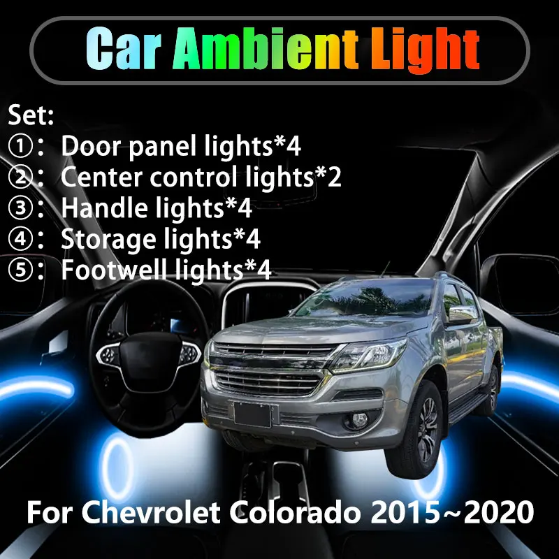 Для Chevrolet Colorado MK2 2th 2015 ~ 2020 2/18 в 1, автомобильное окружающее освещение, светодиодные внутренние светодиодные фонари багажника, USB RGB Ensemble Streamer 
Для Chevrolet Colorado MK2 2th 2015 ~ 2020 2/18 в 1, автомобильное окружающее освещение, светодиодные внутренние светодиодные фонари багажника, USB RGB Ensemble Streamer