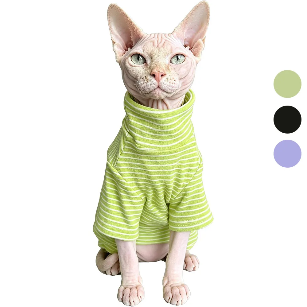 2PCS Sphynx Cat Clothes, Striped Sphynx Shirt Clothes T-Shirts Sweatshirt with Sleeves, Soft Kitten Sphinx Clothes Pet Apparel
2PCS Sphynx Cat Clothes, Striped Sphynx Shirt Clothes T-Shirts Sweatshirt with Sleeves, Soft Kitten Sphinx Clothes Pet Apparel