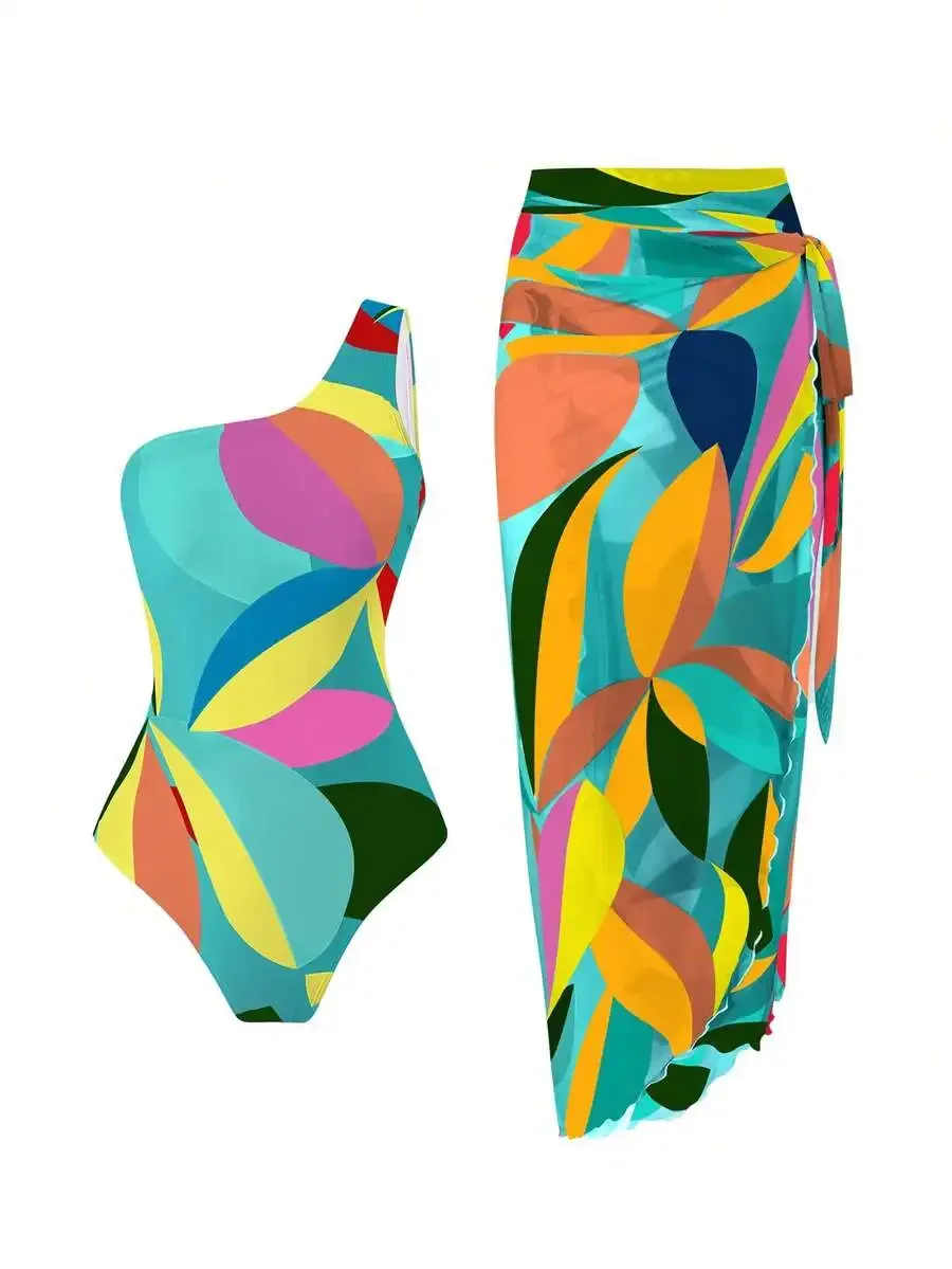 Womens One Shoulder Monokini Swimsuit With Tie Front Swim Skirt Set Summer Beachwear
Womens One Shoulder Monokini Swimsuit With Tie Front Swim Skirt Set Summer Beachwear