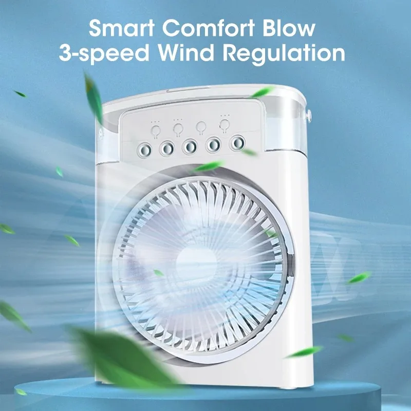 Portable Mini Evaporative Cooler Air Conditioner Fan 7 Color LED Light 3 Wind Speeds 3 Spray Modes 1/2/3H Timer for Desk
Portable Mini Evaporative Cooler Air Conditioner Fan 7 Color LED Light 3 Wind Speeds 3 Spray Modes 1/2/3H Timer for Desk