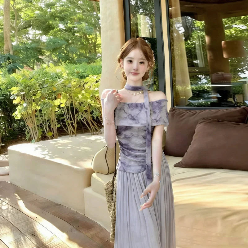 Summer 2026 Long Draping One-Shoulder Gradient Color Half Skirt Set Elegant Queen Style Casual Fashion Chic Women's Ensemble
Summer 2026 Long Draping One-Shoulder Gradient Color Half Skirt Set Elegant Queen Style Casual Fashion Chic Women's Ensemble