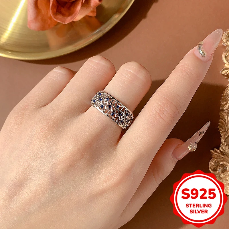 Fashionable authentic 9S25 sterling silver hollow pattern sapphire ring women's niche design gift jewelr
Fashionable authentic 9S25 sterling silver hollow pattern sapphire ring women's niche design gift jewelr