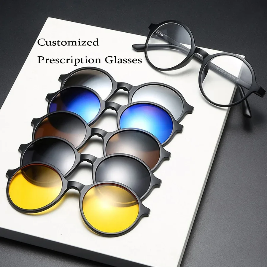 6 In 1 Customize Prescription Glasses Men Women Anti-Blue Light Myopia Hyperopia With 5 PCS Clip On Polarized Sunglasses
6 In 1 Customize Prescription Glasses Men Women Anti-Blue Light Myopia Hyperopia With 5 PCS Clip On Polarized Sunglasses