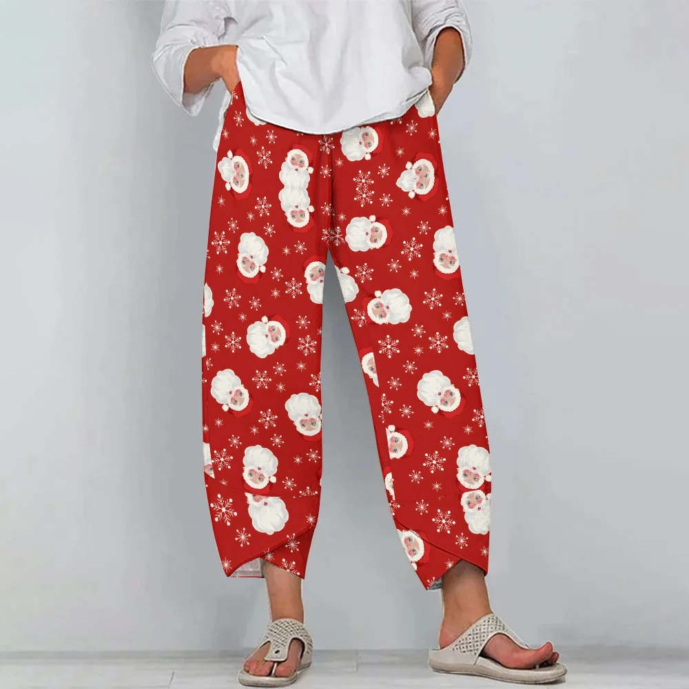 Ladies Casual Straight 9-Point Pants Red Christmas Style Printed Leggings High Waist Soft Festive Dress Chic Luxury Trousers
Ladies Casual Straight 9-Point Pants Red Christmas Style Printed Leggings High Waist Soft Festive Dress Chic Luxury Trousers