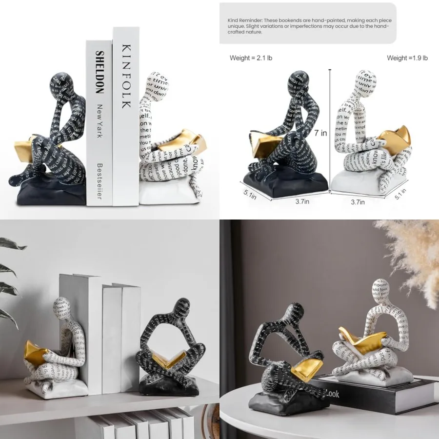 Heavy Duty Book Ends for Shelves, Thinker Decorative Bookends for Heavy Books, Unique Book Stoppers to Hold Book, Bookshelf Acc
Heavy Duty Book Ends for Shelves, Thinker Decorative Bookends for Heavy Books, Unique Book Stoppers to Hold Book, Bookshelf Acc