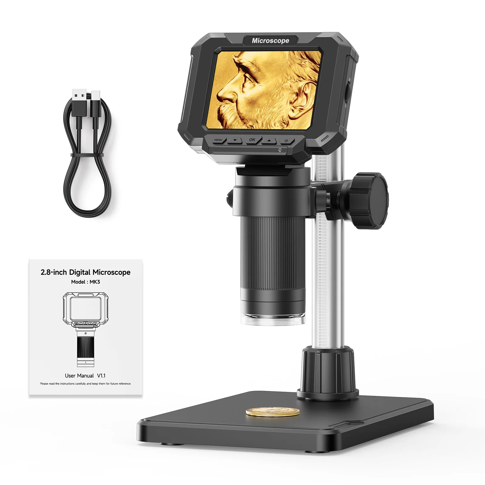 2.8-Inch IPS LCD 10MP 1080p resolution 1000x magnification stereo electron digital microscope Mobile Light Emitting Diode
2.8-Inch IPS LCD 10MP 1080p resolution 1000x magnification stereo electron digital microscope Mobile Light Emitting Diode