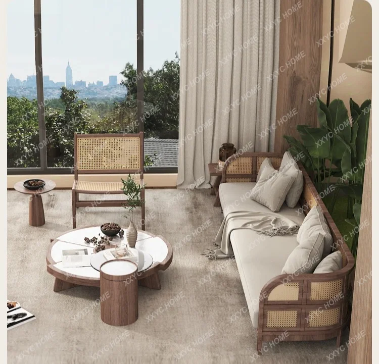 S132 Solid wood rattan sofa hotel lobby reception resort club log wind sofa
S132 Solid wood rattan sofa hotel lobby reception resort club log wind sofa