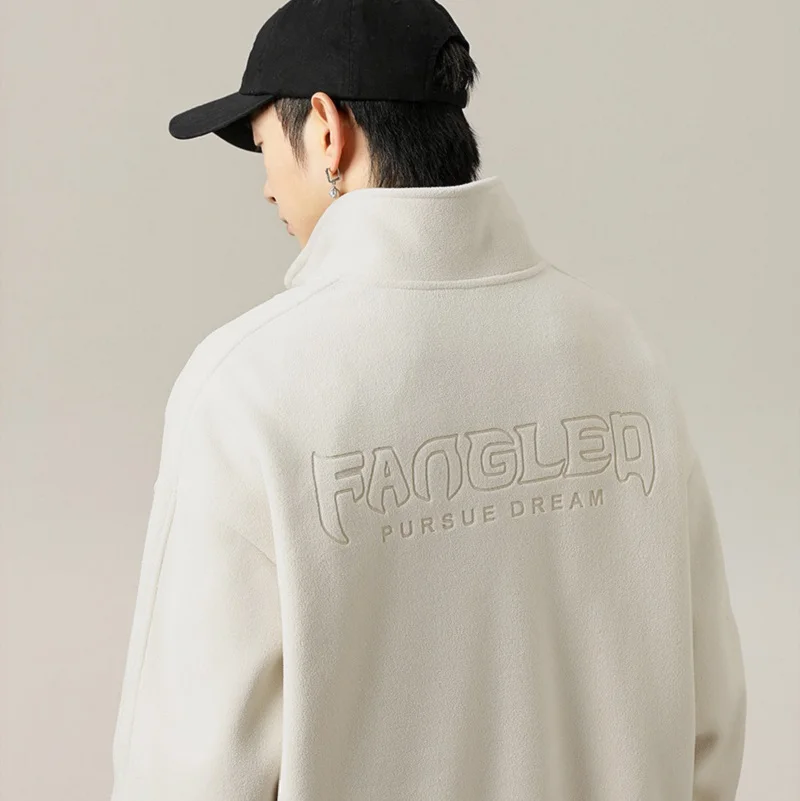 Harajuku Youth Popular Casual Half Zipper Fleece Hoodie Men's Autumn Winter American Stand Collar Jacket Letter Print Trend Coat
Harajuku Youth Popular Casual Half Zipper Fleece Hoodie Men's Autumn Winter American Stand Collar Jacket Letter Print Trend Coat