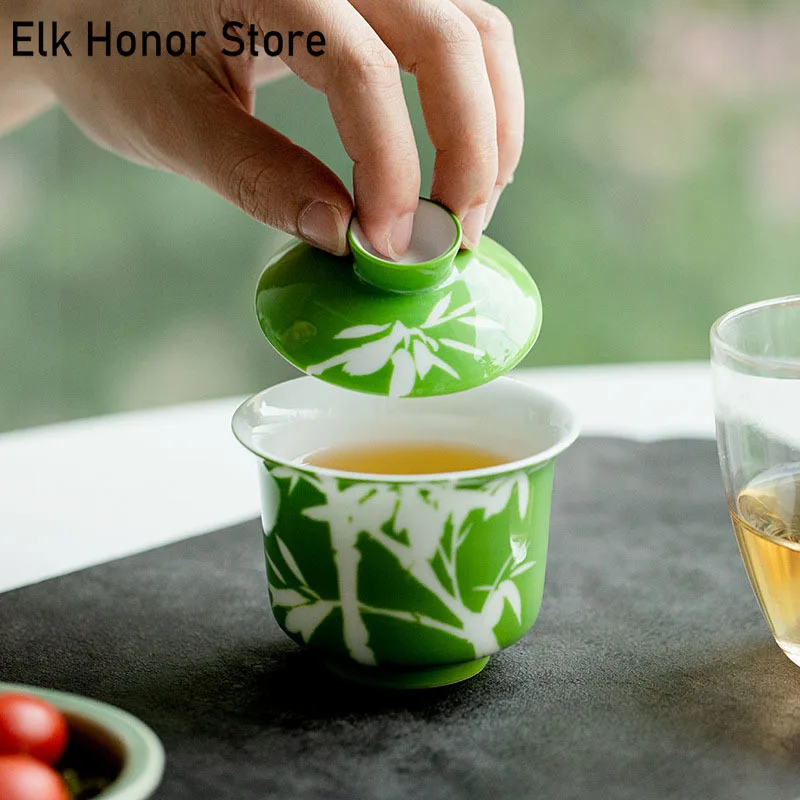 Зеленая керамическая чашка для чая Yong Zheng, 100 мл, чаша из чистого бамбука ручной росписи, домашний чайный набор 
Зеленая керамическая чашка для чая Yong Zheng, 100 мл, чаша из чистого бамбука ручной росписи, домашний чайный набор