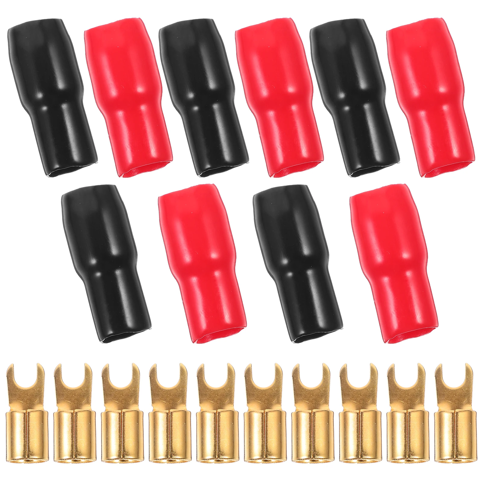 5 Pairs 4ga Crimp Terminals Connectors Red Black Boots Gold Plated Anti Corrosion Speaker Wire Fork Barrier Safer
5 Pairs 4ga Crimp Terminals Connectors Red Black Boots Gold Plated Anti Corrosion Speaker Wire Fork Barrier Safer