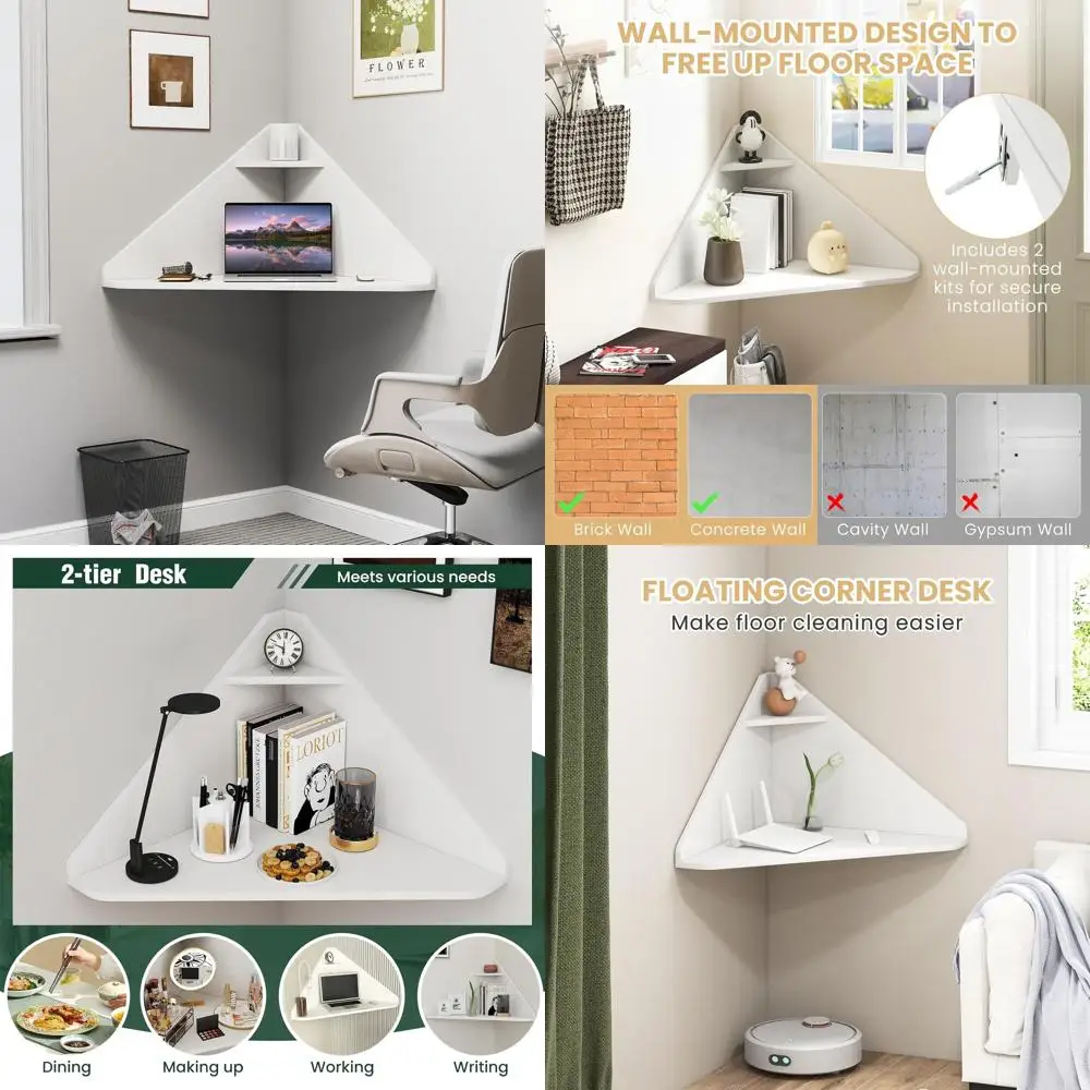 Компактный треугольный стол с местом для хранения вещей для небольших помещений: белый настенный плавающий стол для домашнего офиса и гостиных
Компактный треугольный стол с местом для хранения вещей для небольших помещений: белый настенный плавающий стол для домашнего офиса и гостиных