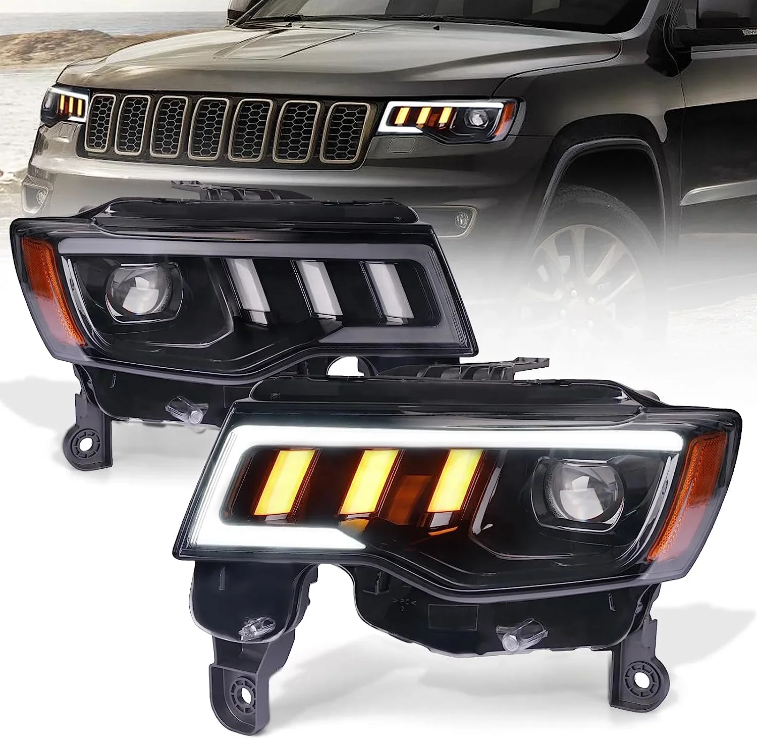 Archaic LED Sequential Start Up Turn Signal Car Lighting Assembly For Jeep Grand Cherokee Headlights 2017-2021
Archaic LED Sequential Start Up Turn Signal Car Lighting Assembly For Jeep Grand Cherokee Headlights 2017-2021