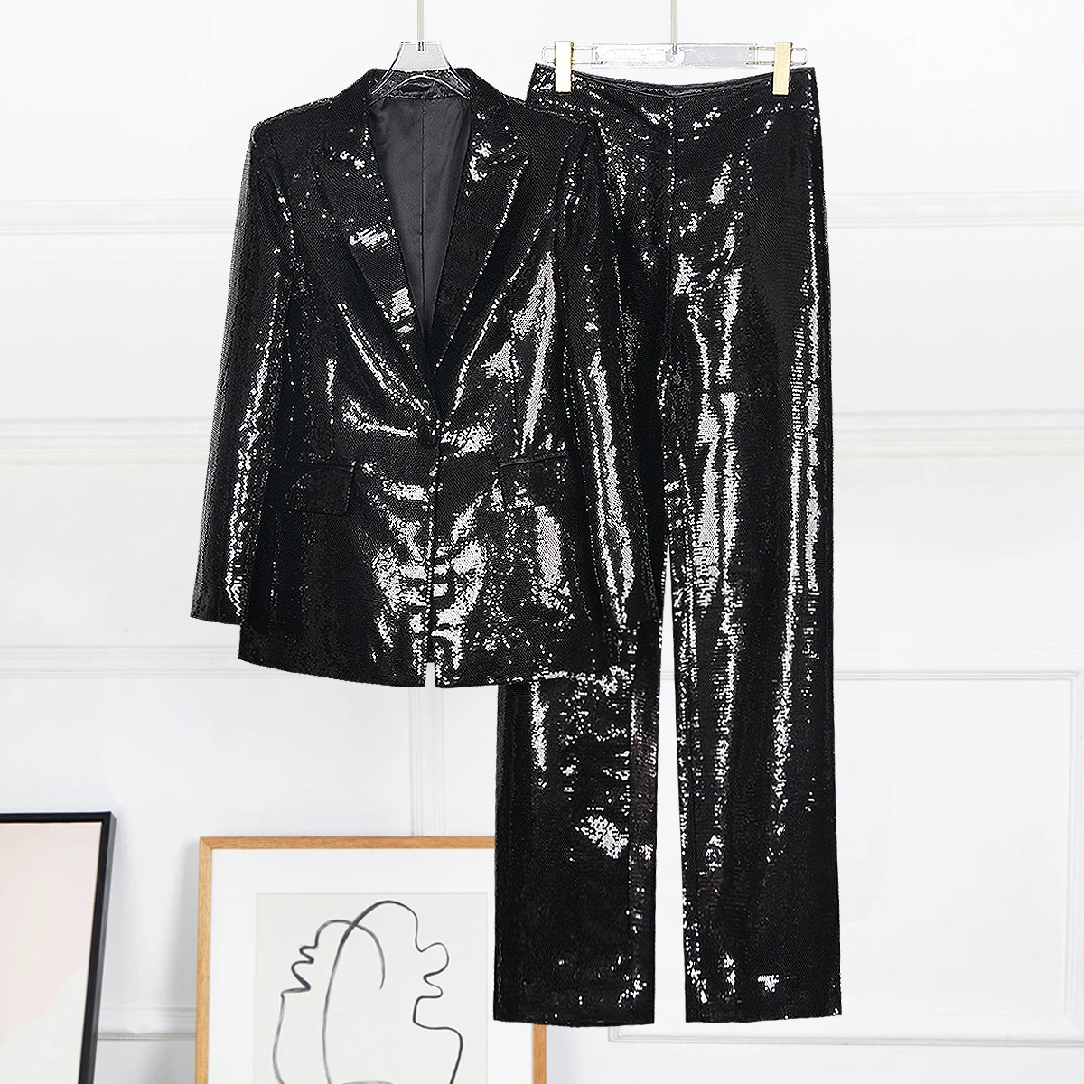 Spot 2024 European And American Star Fashion New Heavy Industry Sequins One-button Blazer Trousers Set Two-piece Set Women
Spot 2024 European And American Star Fashion New Heavy Industry Sequins One-button Blazer Trousers Set Two-piece Set Women