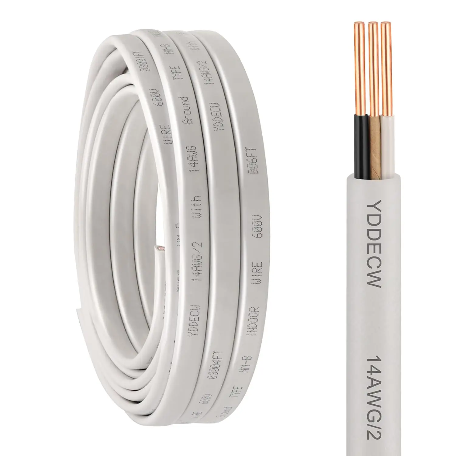 14/2 NM-B Wire with Ground 15FT 14 Gauge Pure Copper Residential Indoor Electrical Cable for Outlets, Switches, Lighting
14/2 NM-B Wire with Ground 15FT 14 Gauge Pure Copper Residential Indoor Electrical Cable for Outlets, Switches, Lighting