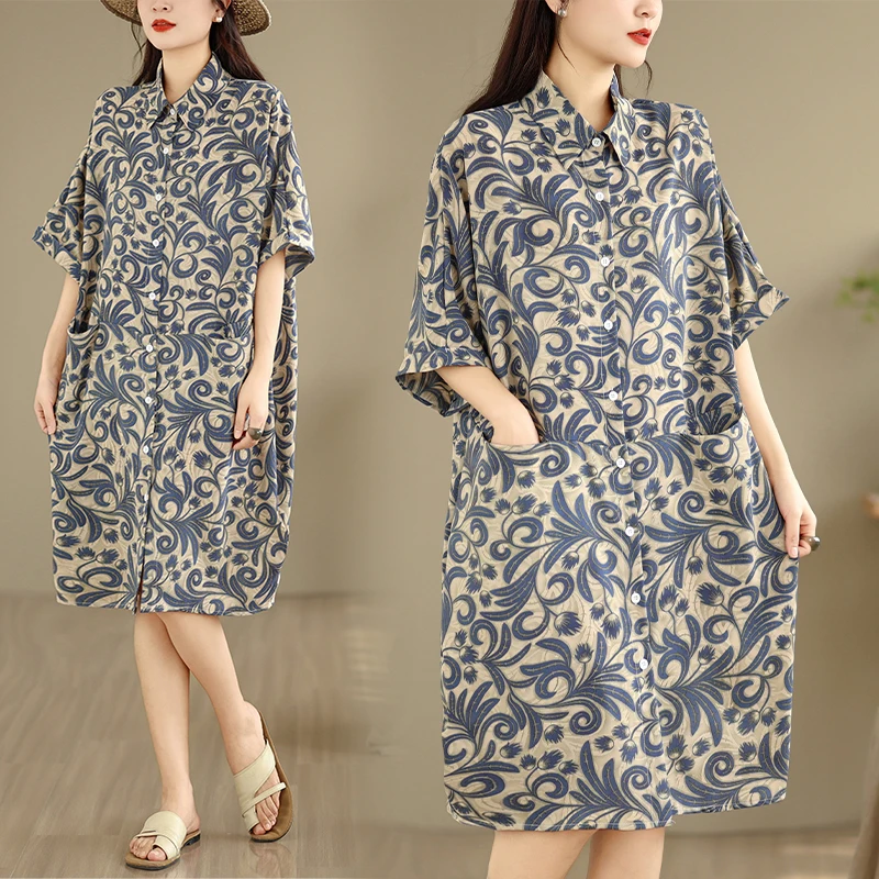 plus Size Women's Shirt Dress Cover up Casual Loose Fashionable mid Length Summer New Arrival Mommy Dress Polyester Fiber
plus Size Women's Shirt Dress Cover up Casual Loose Fashionable mid Length Summer New Arrival Mommy Dress Polyester Fiber