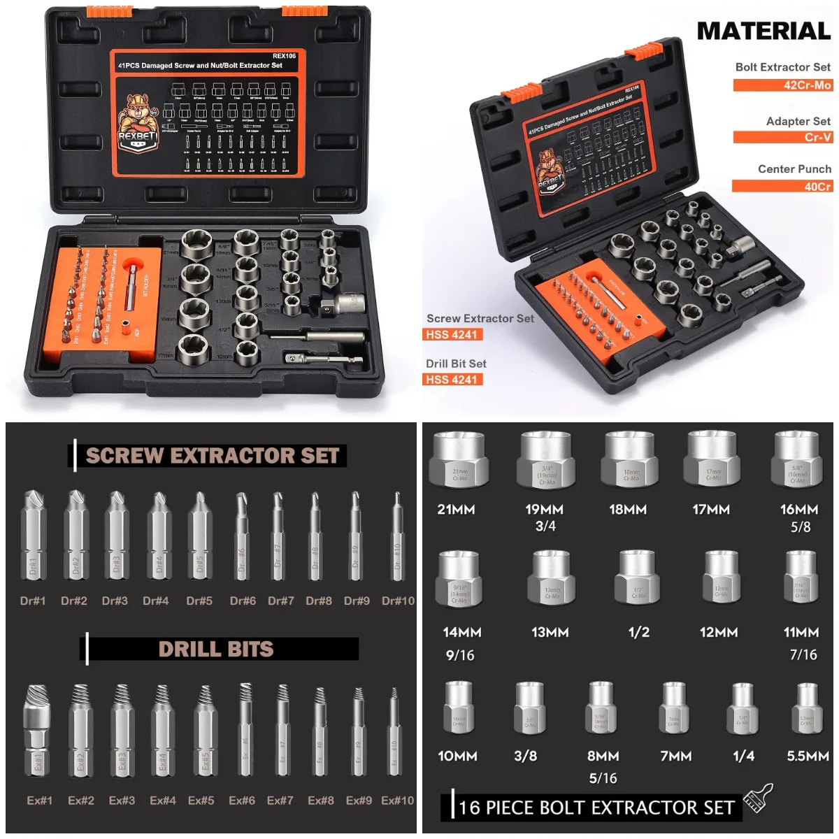 Набор экстракторов для болтов из 4 предметов со сверлами и съемником винтов, включает в себя спиральные экстракторы и адаптеры.
Набор экстракторов для болтов из 4 предметов со сверлами и съемником винтов, включает в себя спиральные экстракторы и адаптеры.