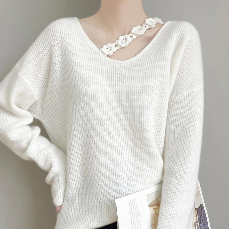 2025 Spring/Autumn New 100% Pure Wool Sweater Women's V-neck Loose Fashion Pullover Korean Luxury Soft Cashmere Knitted Tops
2025 Spring/Autumn New 100% Pure Wool Sweater Women's V-neck Loose Fashion Pullover Korean Luxury Soft Cashmere Knitted Tops